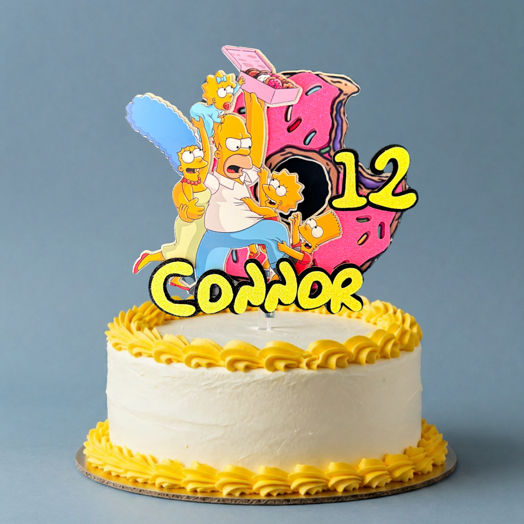 The Simpsons Personalised Cake Topper | Custom Name & Age Birthday Decoration