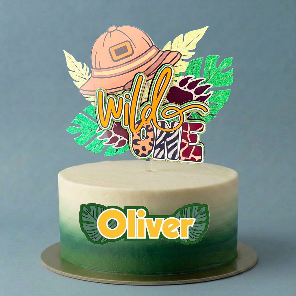 Wild One Safari Cake Topper | 1st Birthday Jungle Party Decoration