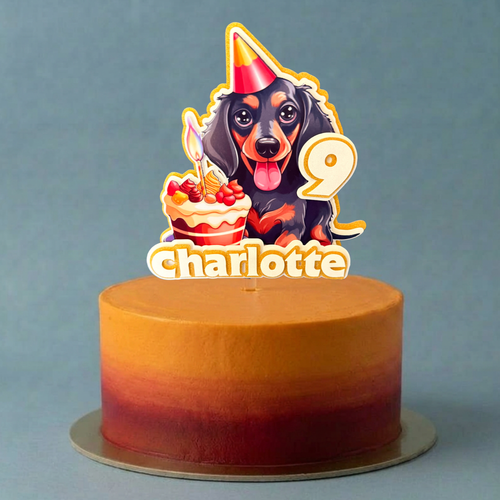 Dachshund Personalised Cake Topper | Sausage Dog Name & Age