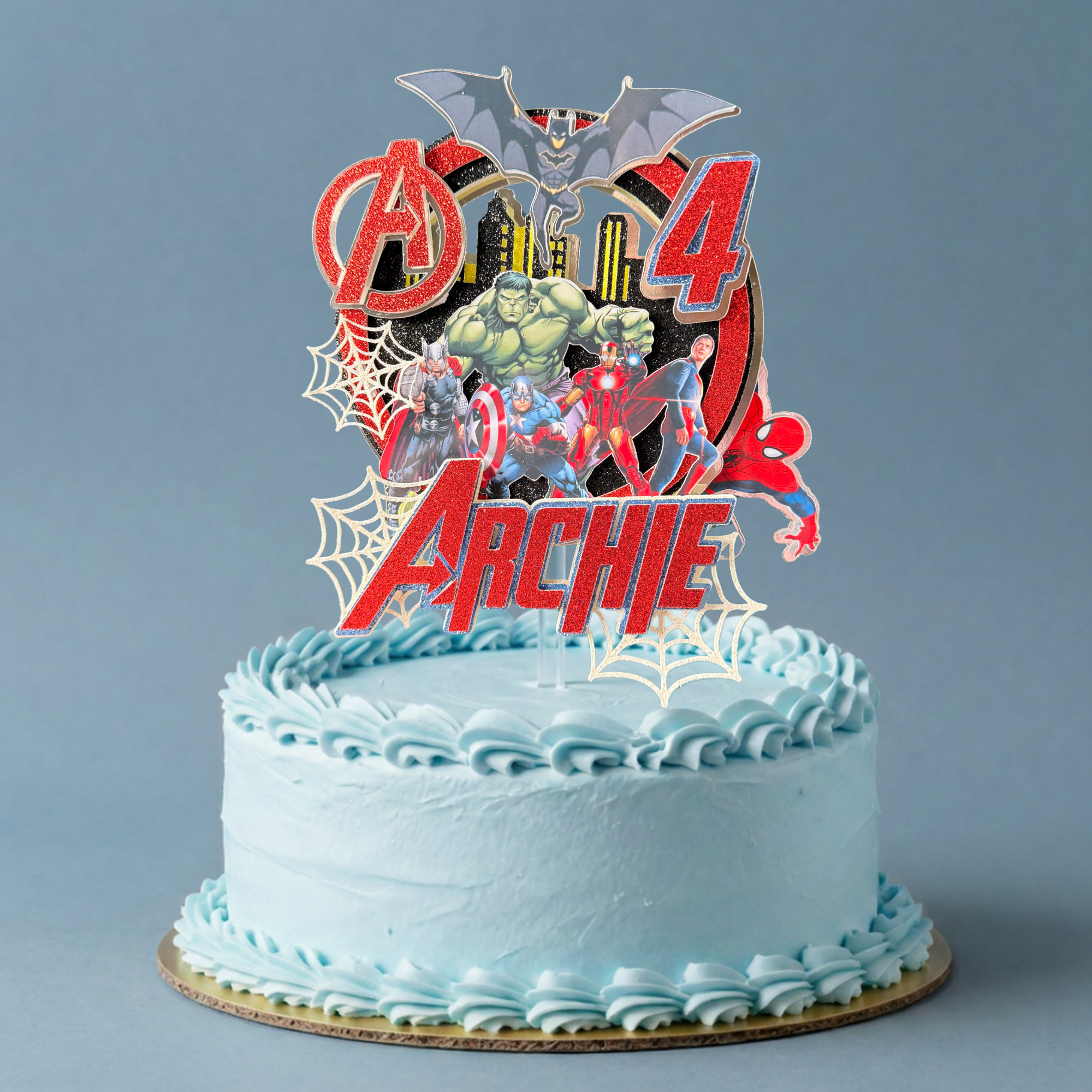 Superhero Squad Personalised Cake Topper | Custom Name & Age Birthday Decoration