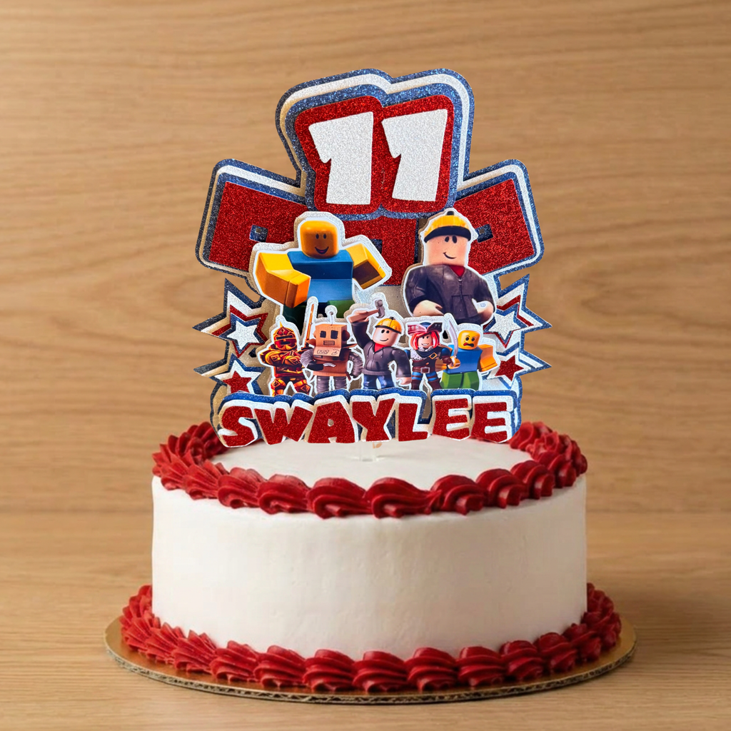 Personalised Roblox Cake Topper | Custom Name & Age Birthday Decoration