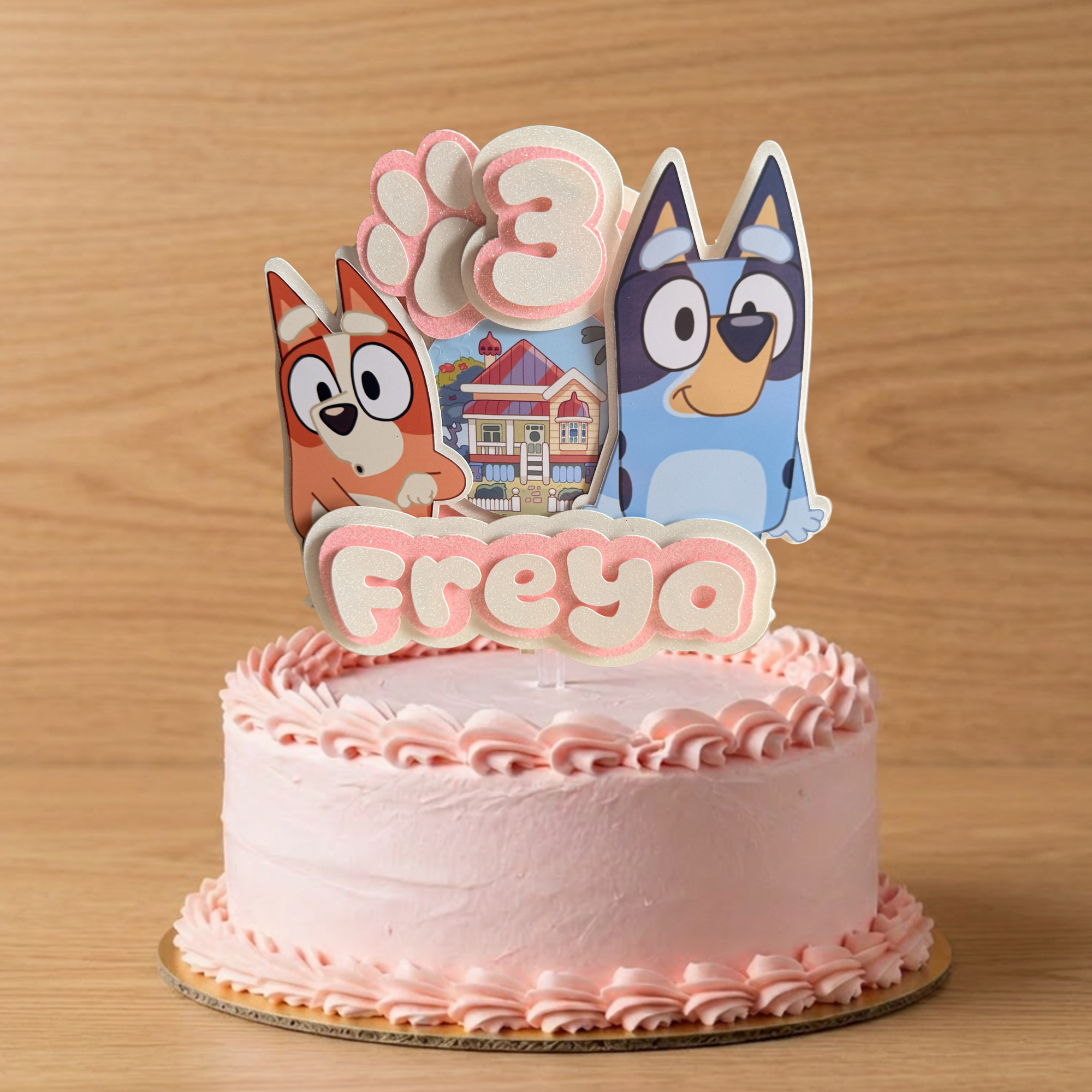Personalised Bluey Cake Topper | Custom Name & Age Birthday Decoration
