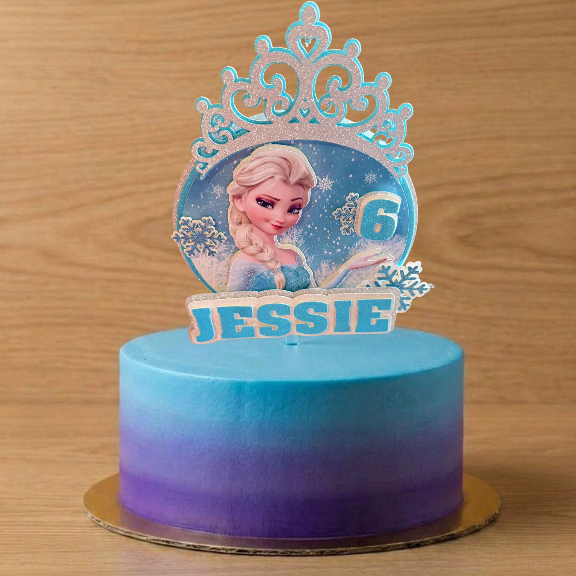 Elsa Inspired Personalised Cake Topper | Custom Name & Age Birthday Decoration