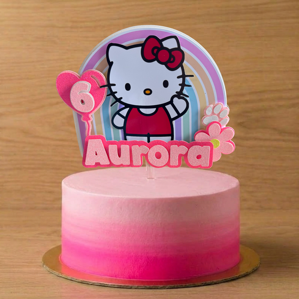 Personalised Hello Kitty Cake Topper – Custom Name & Age Birthday Decoration