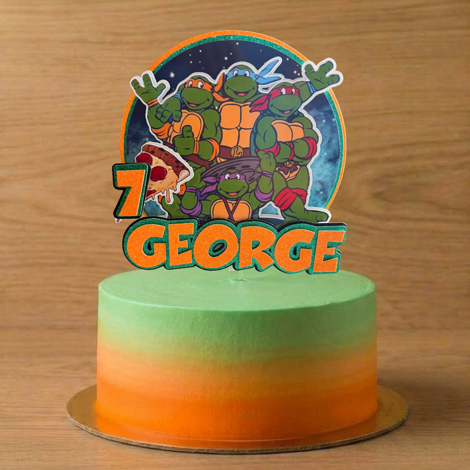 Personalised TMNT Cake Topper – Custom Name & Age Birthday Decoration