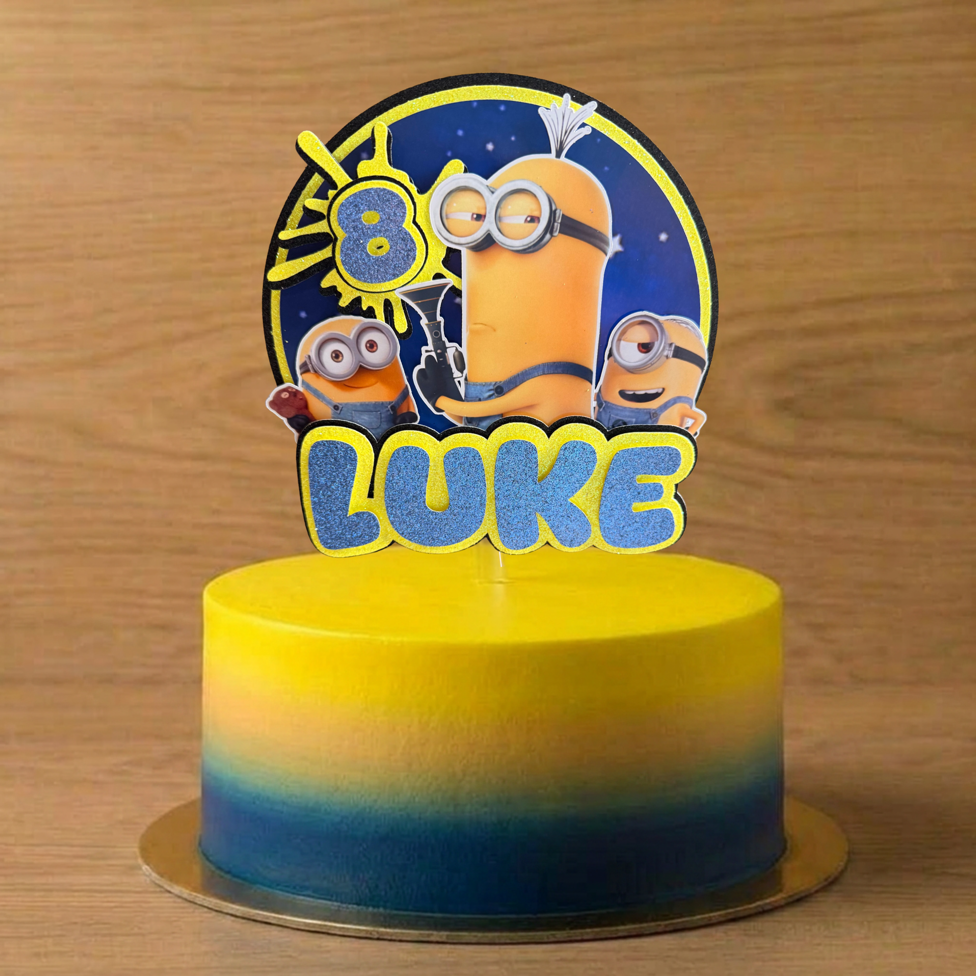Personalised Minions Cake Topper – Custom Name & Age Birthday Decoration