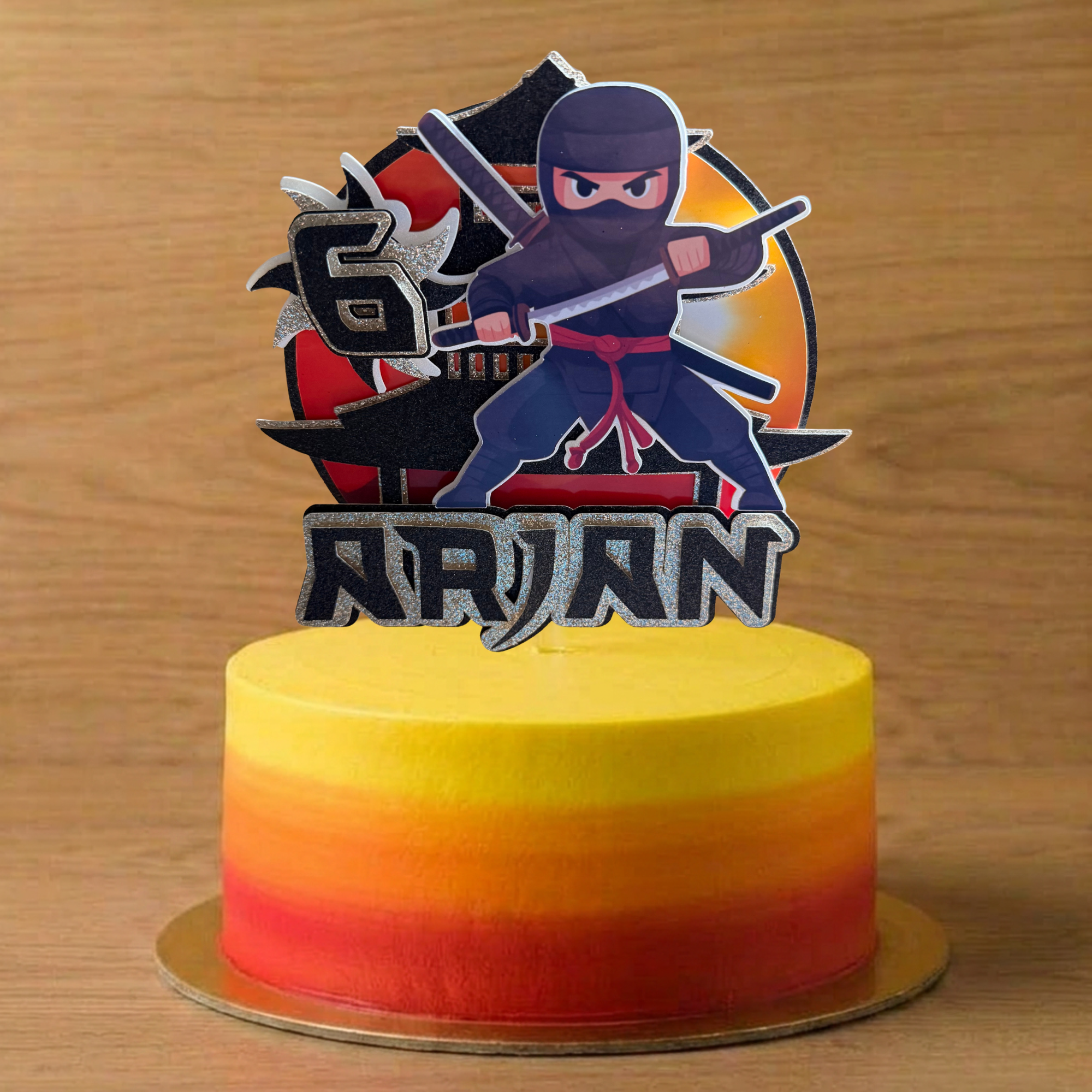 Ninja Personalised Cake Topper | Custom Name & Age Birthday Decoration