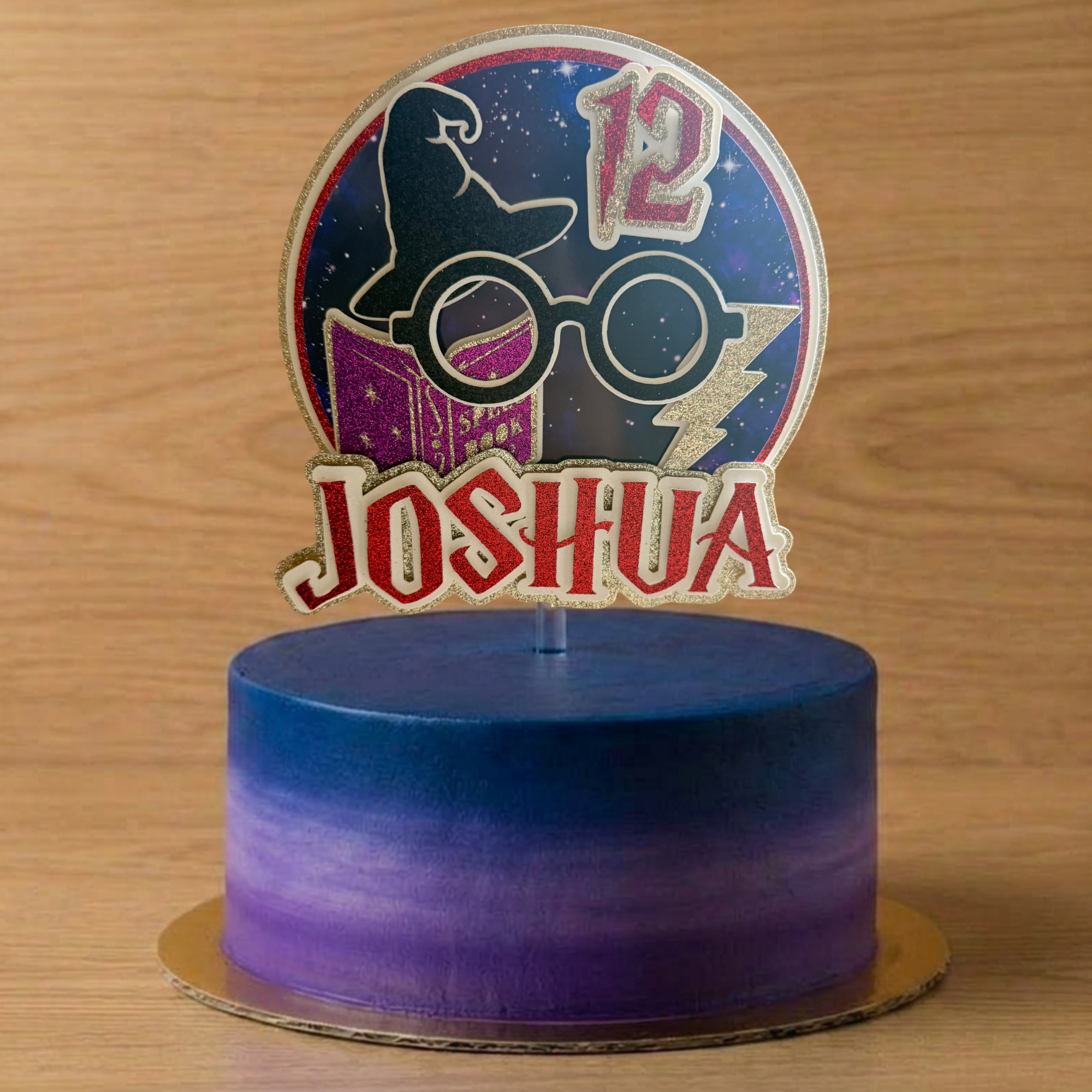 Fantasy Wizard Personalised Cake Topper | Custom Name & Age Birthday Decoration
