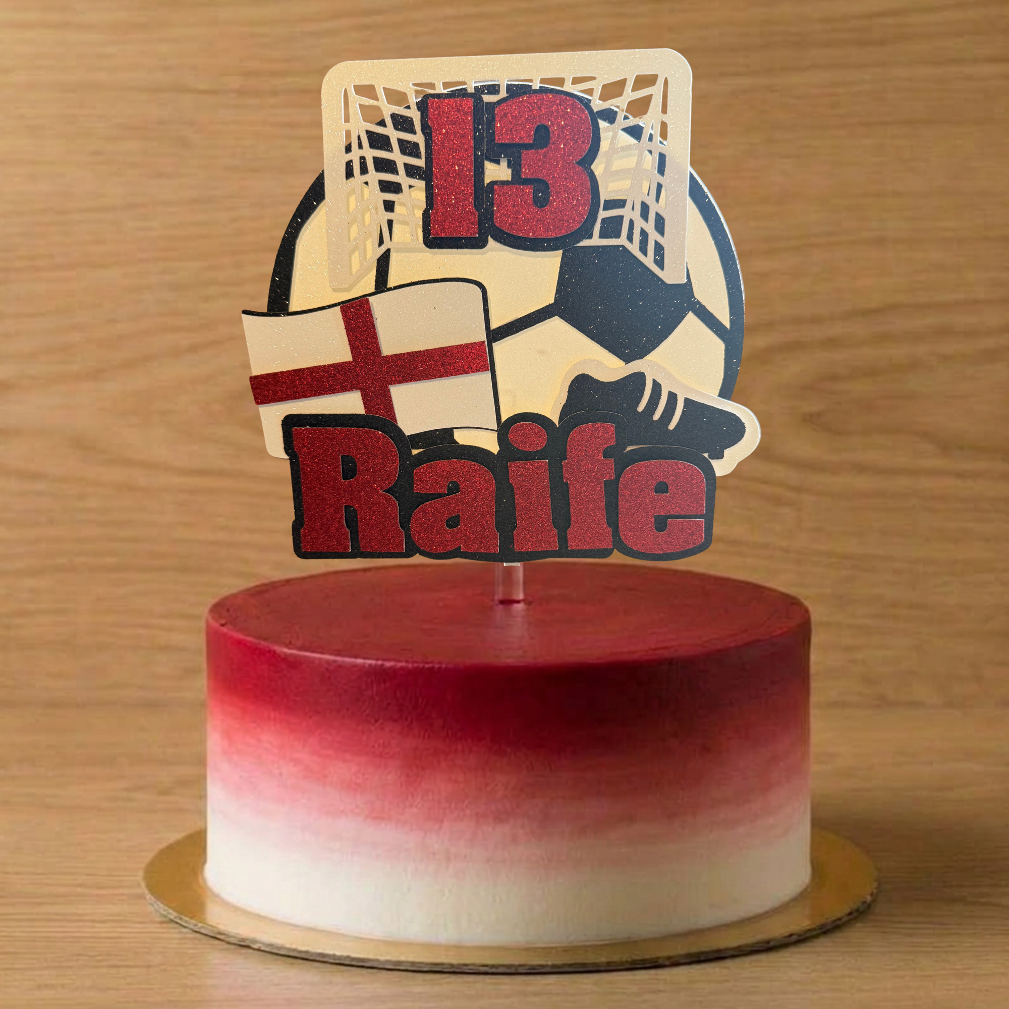 England Football Personalised Cake Topper | Custom Name & Age Birthday Decoration