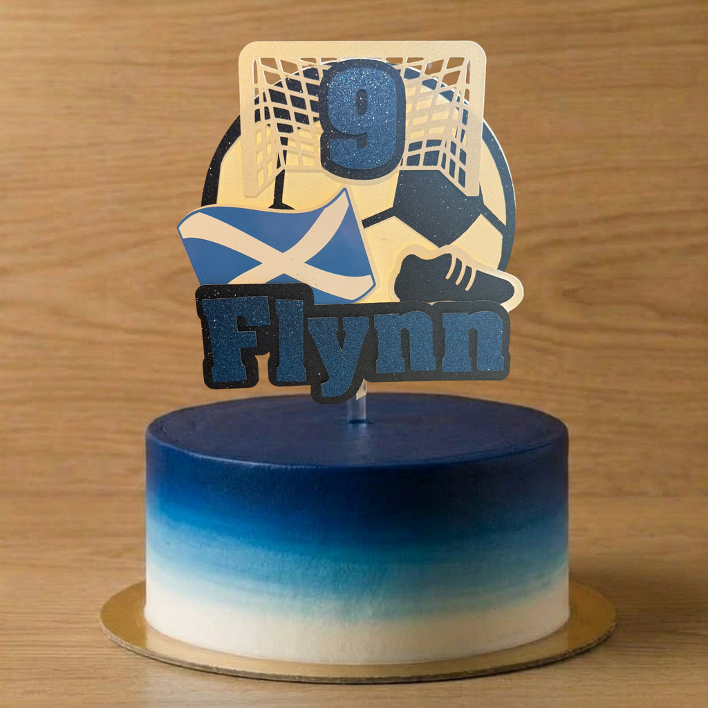 Personalised Scotland Football Cake Topper – Custom Name & Age Birthday Decoration