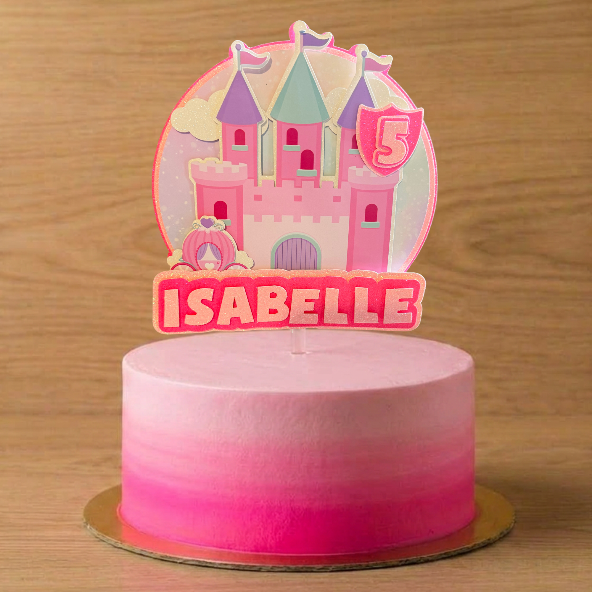 Personalised Princess Castle Cake Topper – Custom Name & Age Birthday Decoration