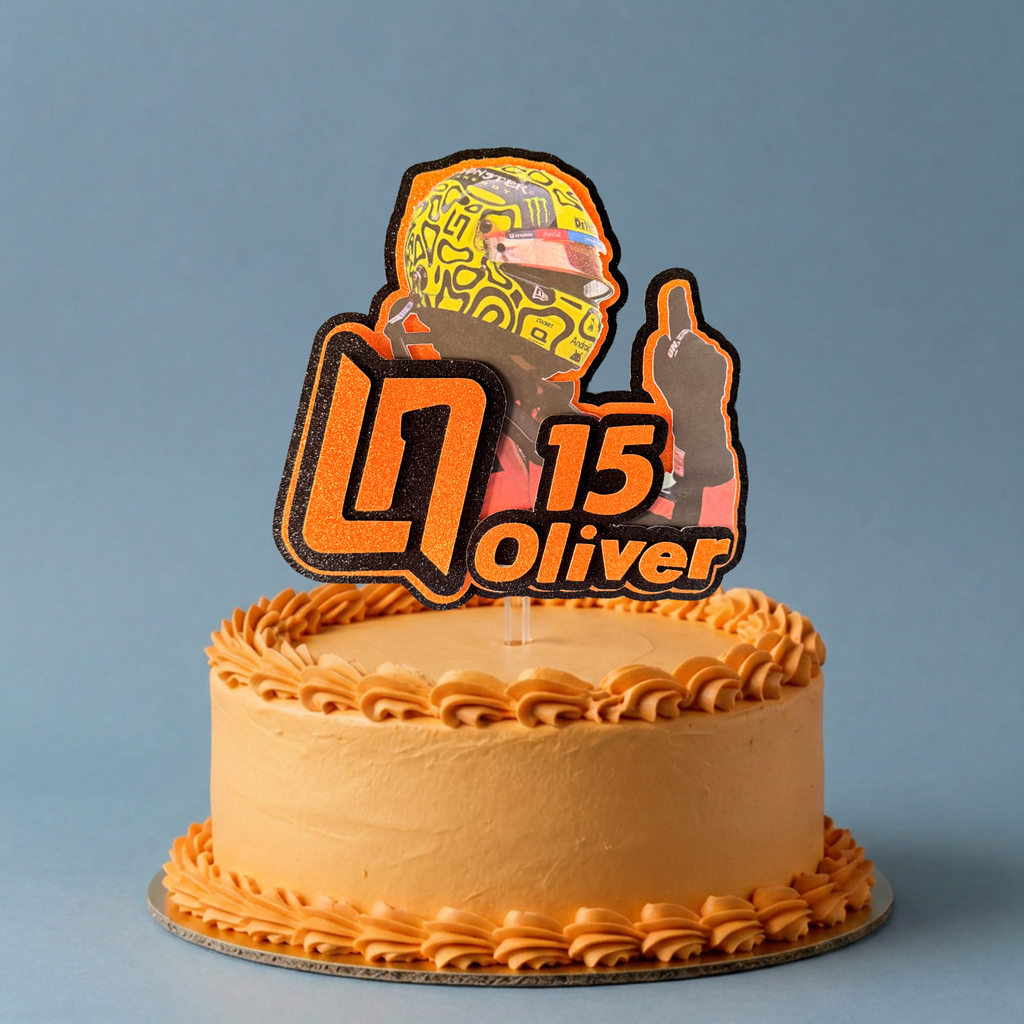 Lando Norris LN4 Personalised Cake Topper | Custom Name & Age Racing Birthday Decoration