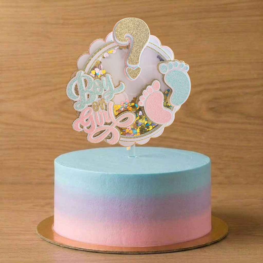 Gender Reveal Shaker Cake Topper | Boy or Girl Baby Shower Decoration