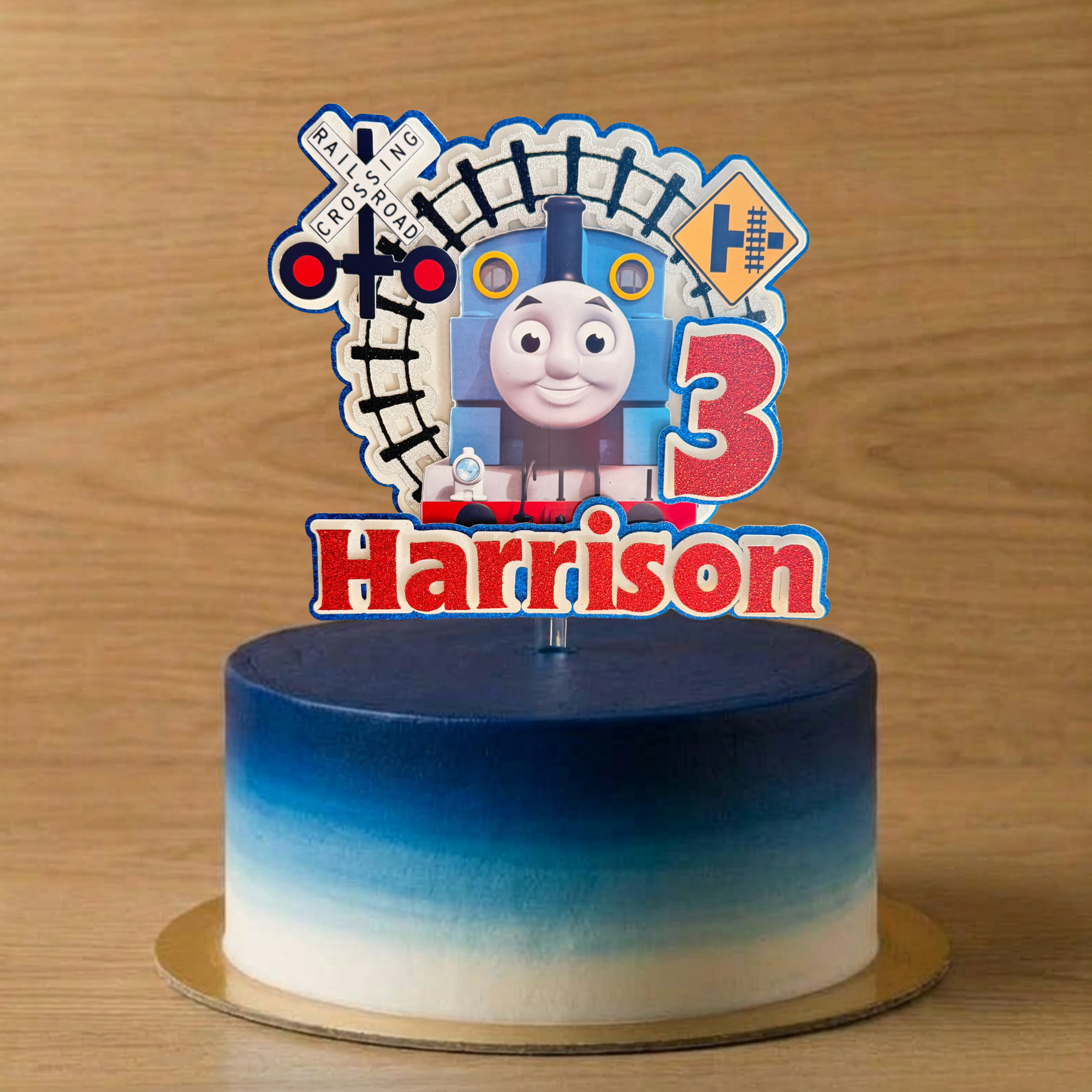 Thomas the Tank Engine Cake Topper | Custom Name & Age Birthday Decoration