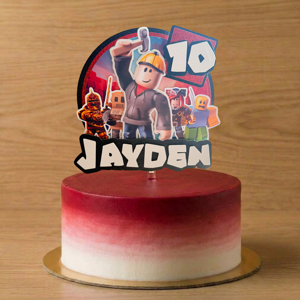 Roblox Personalised Cake Topper – Custom Name & Age Birthday Decor