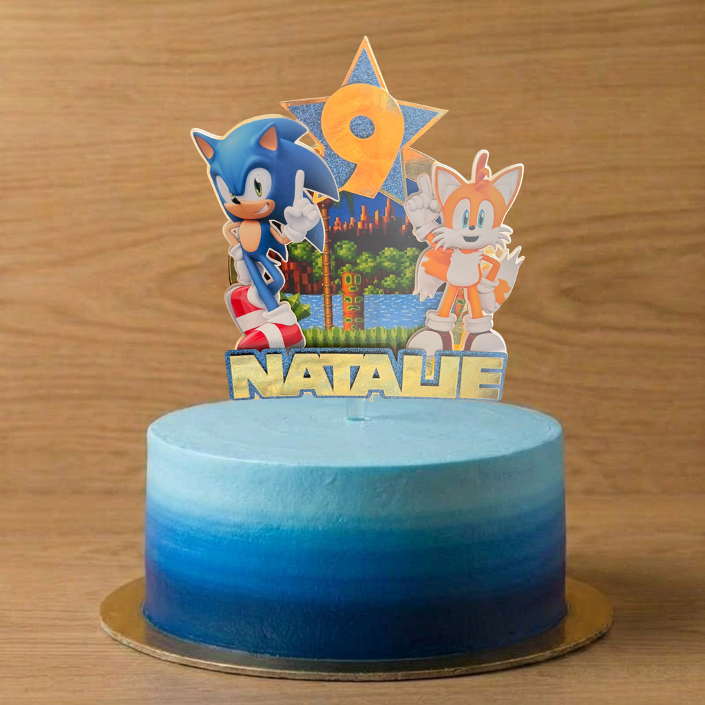 Sonic the Hedgehog Cake Topper | Custom Name & Age Birthday Decoration