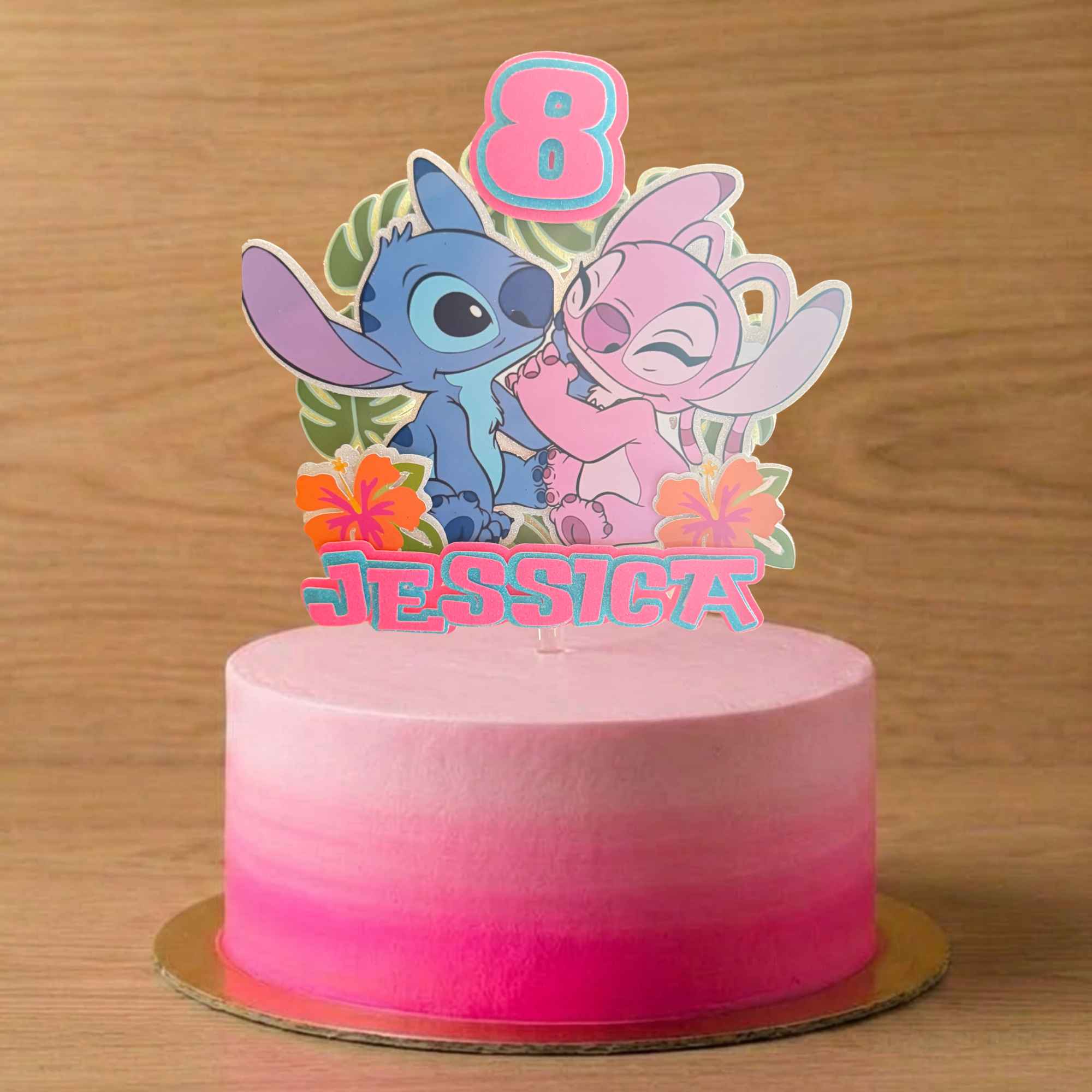 Stitch & Angel Inspired Cake Topper | Custom Name & Age Birthday Decoration