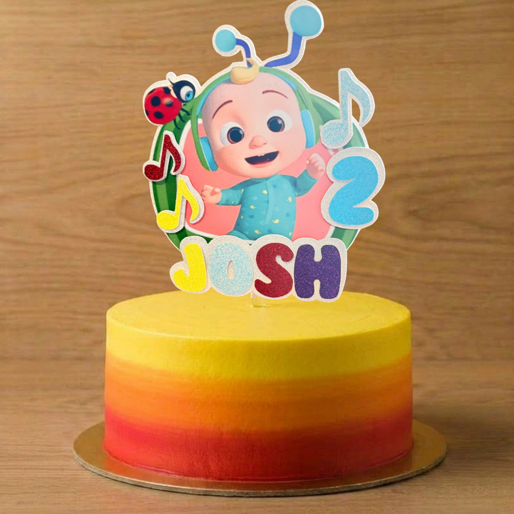 CoComelon Inspired Personalised Cake Topper | Custom Name & Age