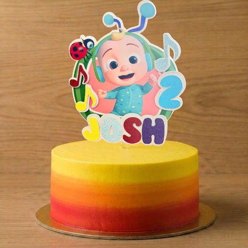 CoComelon Inspired Personalised Cake Topper | Custom Name & Age
