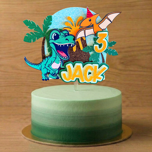 Dinosaur Personalised Cake Topper | Custom Name & Age