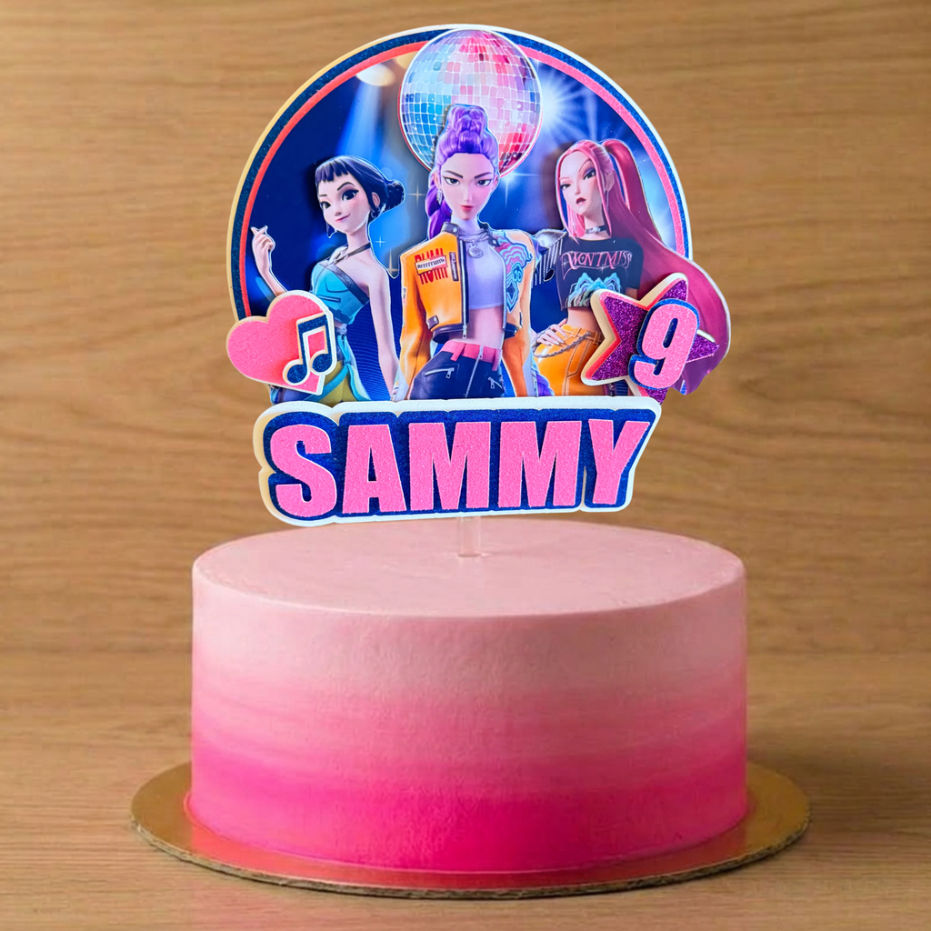 K-Pop Demon Hunters Inspired Cake Topper | Personalised Name & Age Birthday Decoration
