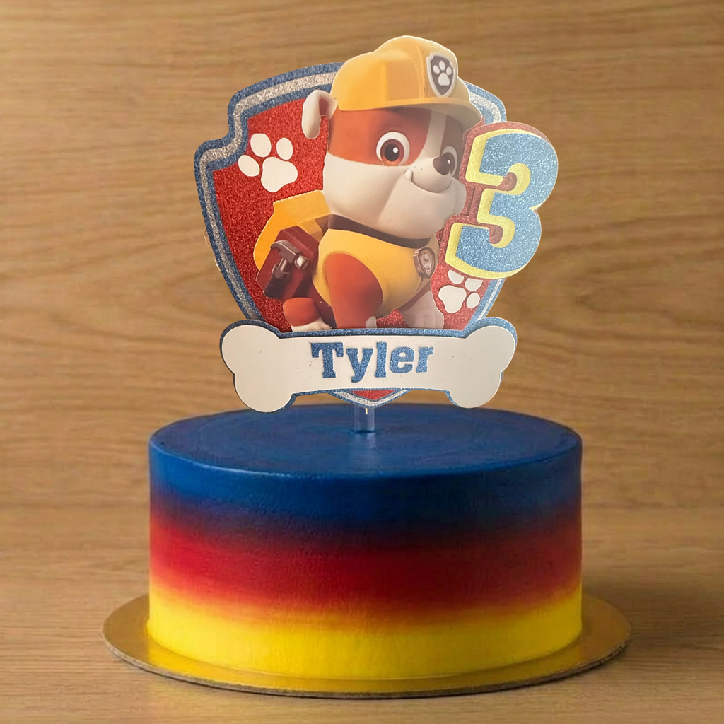 Paw Patrol Cake Topper | Personalised Name & Age Birthday Decoration