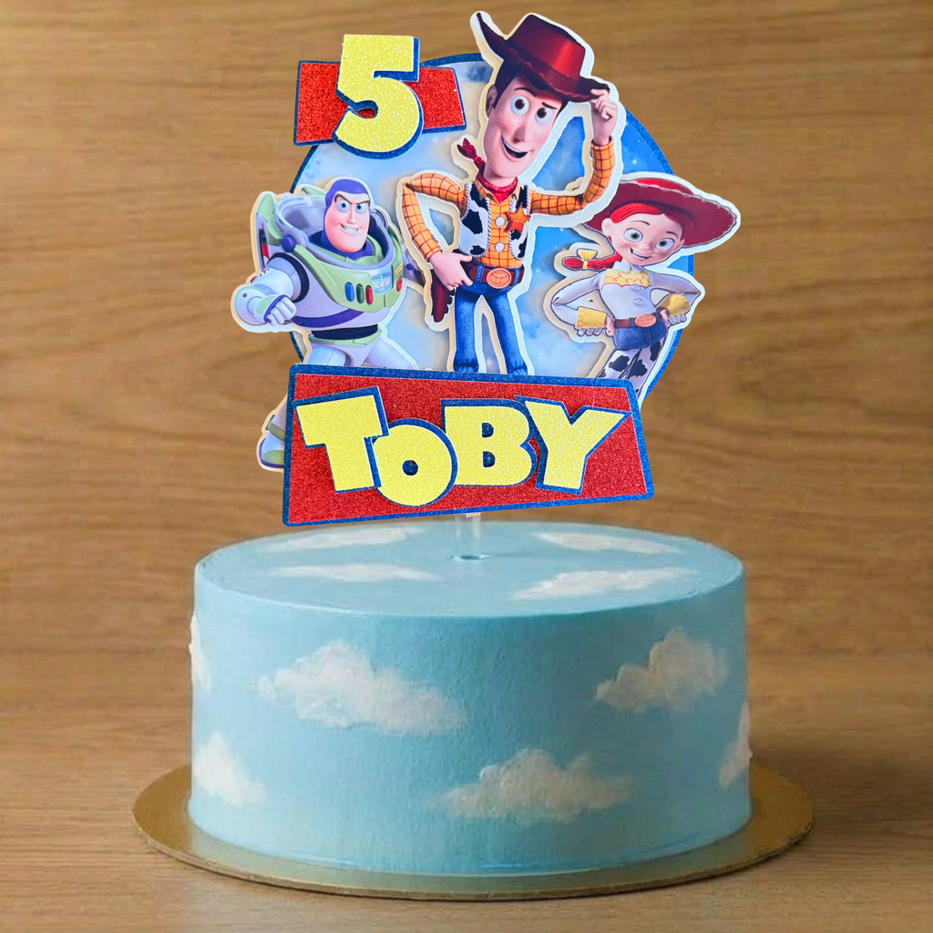 Toy Story 5 Birthday Cake Topper – Personalised Name & Age Decoration