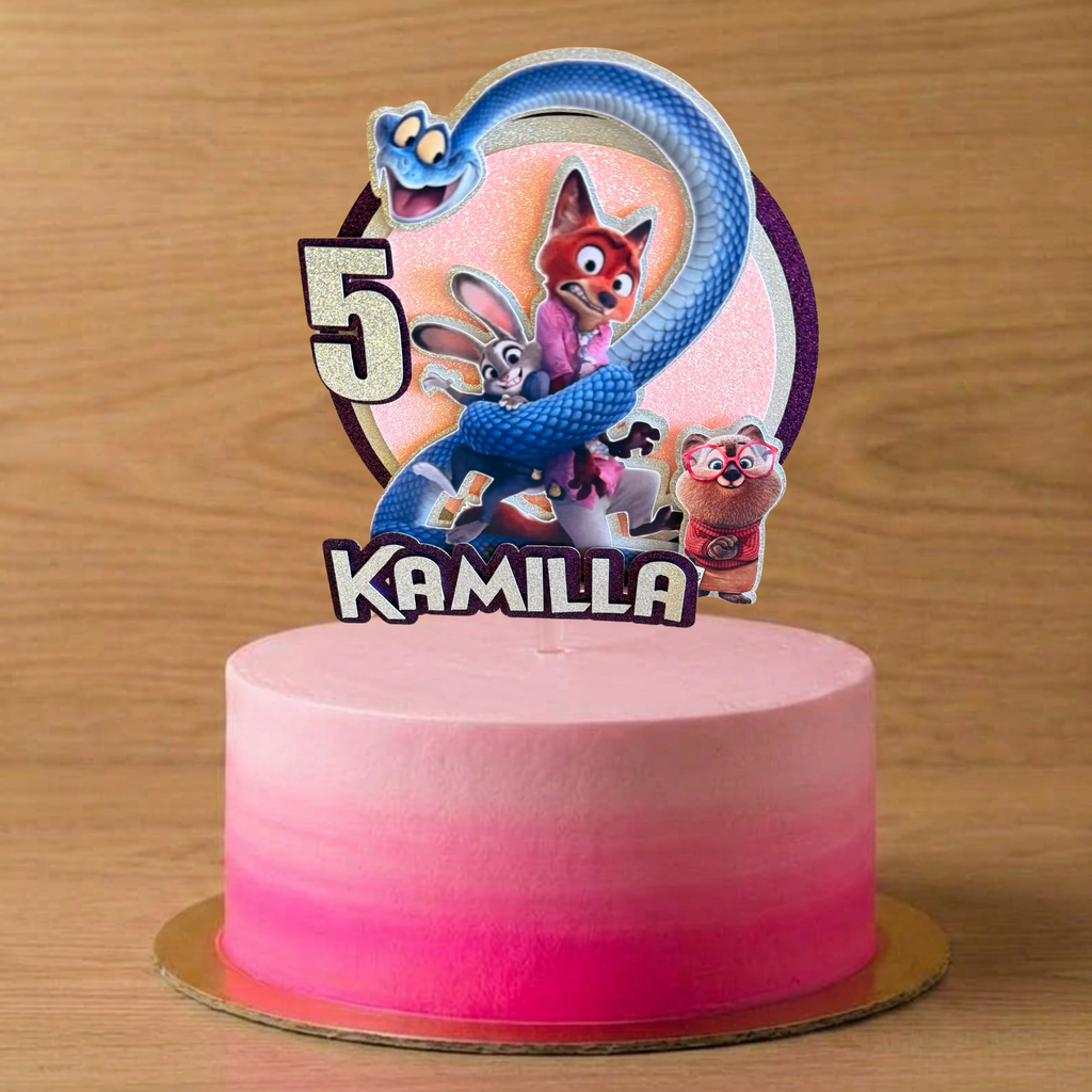Zootopia 2 (Zootropolis) Cake Topper | Custom Name & Age Birthday Decoration