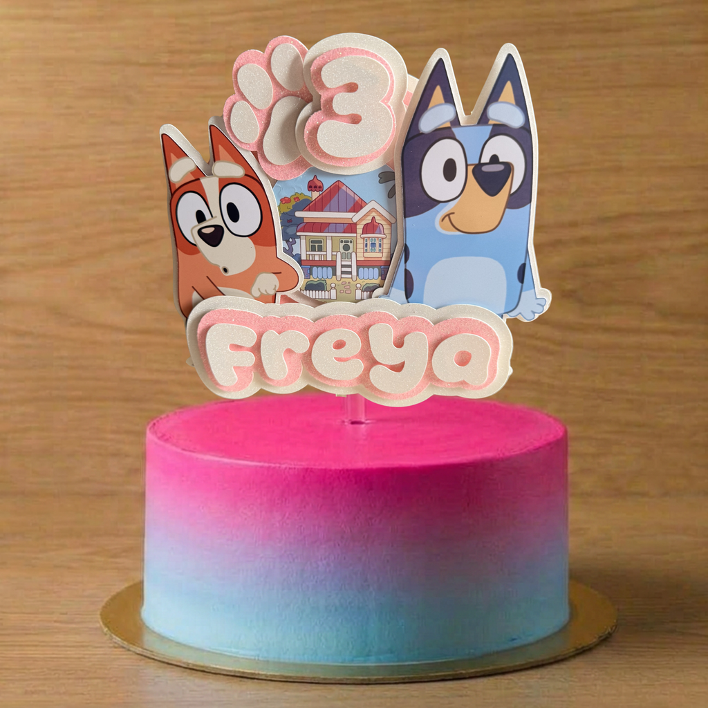 Bluey Personalised Cake Topper | Custom Name & Age Birthday Decoration