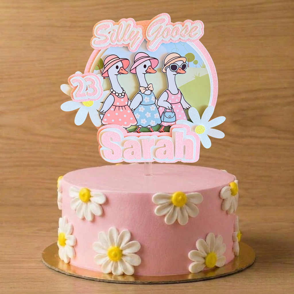 Silly Goose Trio Cake Topper – Personalised Name & Age Birthday Decoration