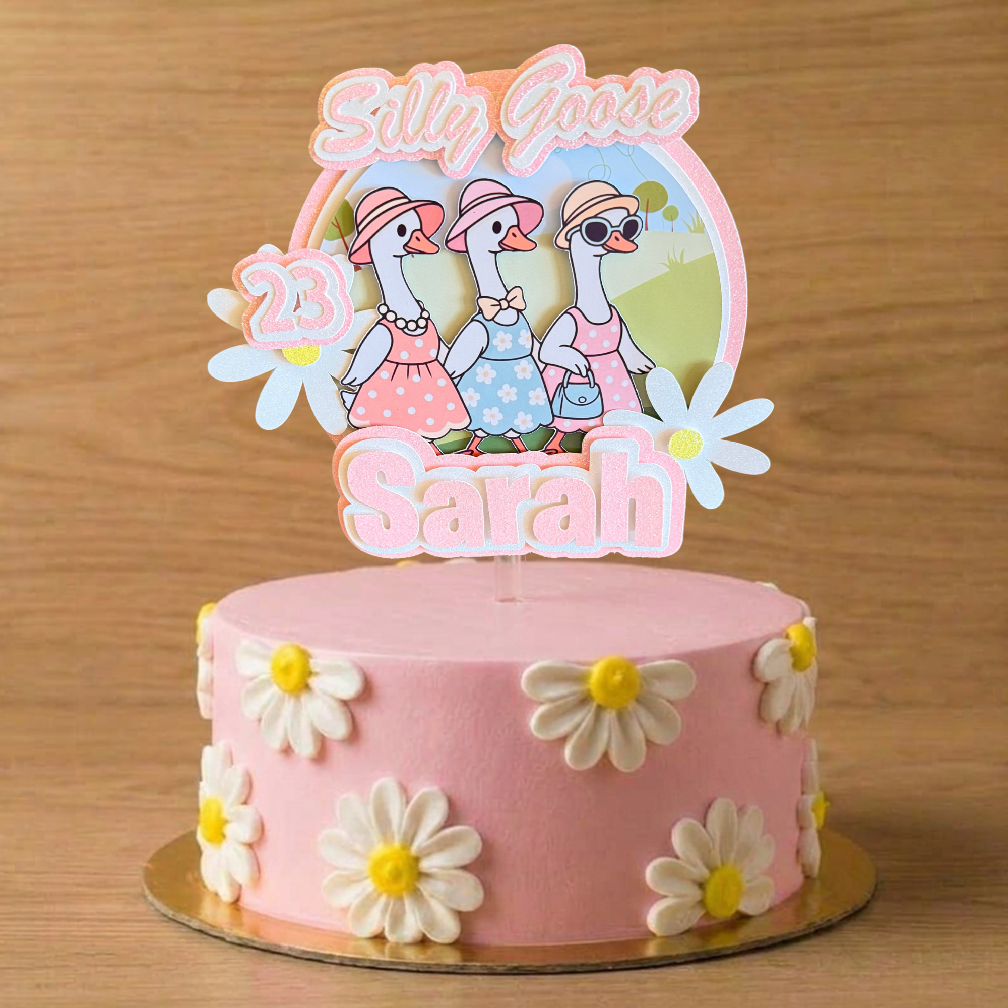 Silly Goose Trio Cake Topper – Personalised Name & Age Birthday Decoration