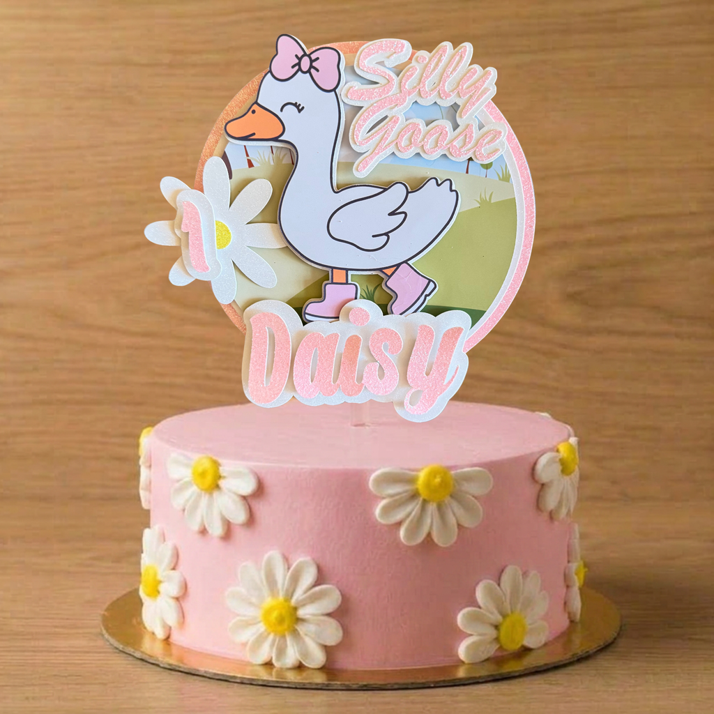 Silly Goose Cake Topper – Personalised Name & Age Birthday Decoration