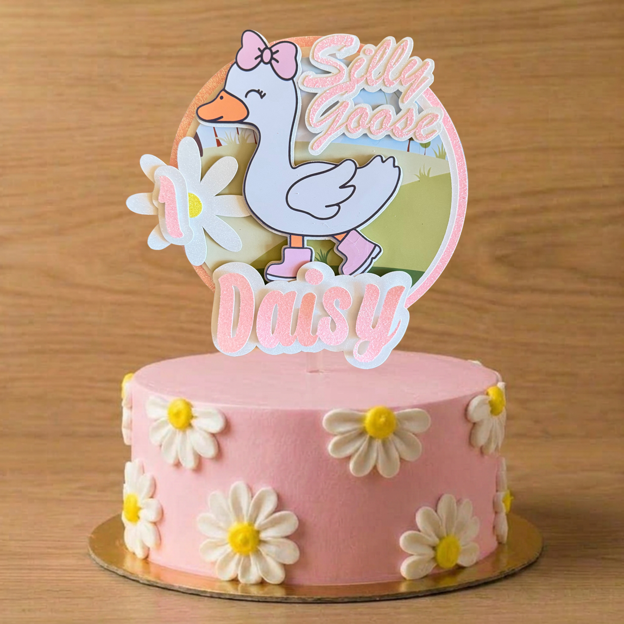 Silly Goose Cake Topper – Personalised Name & Age Birthday Decoration
