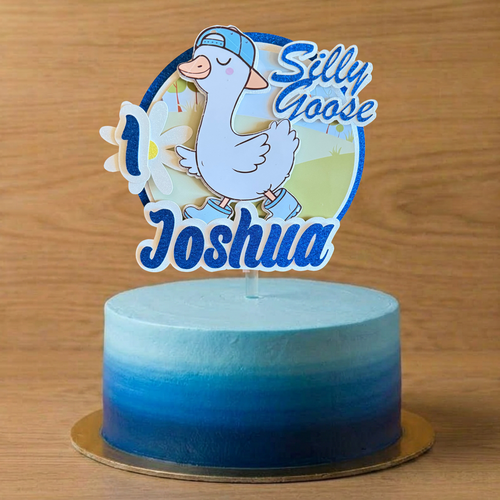 Silly Goose Cake Topper – Personalised Name & Age Birthday Decoration