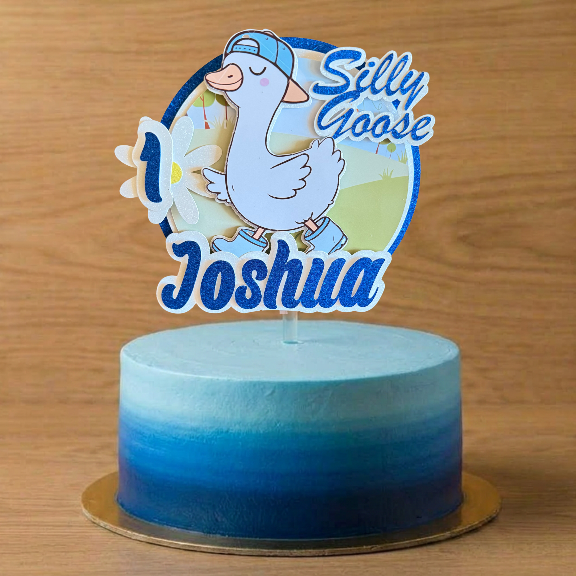 Silly Goose Cake Topper – Personalised Name & Age Birthday Decoration