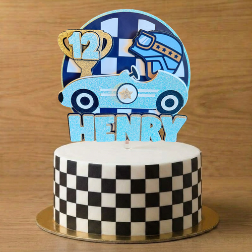 Classic Car Cake Topper | Personalised Name & Age Birthday Decoration