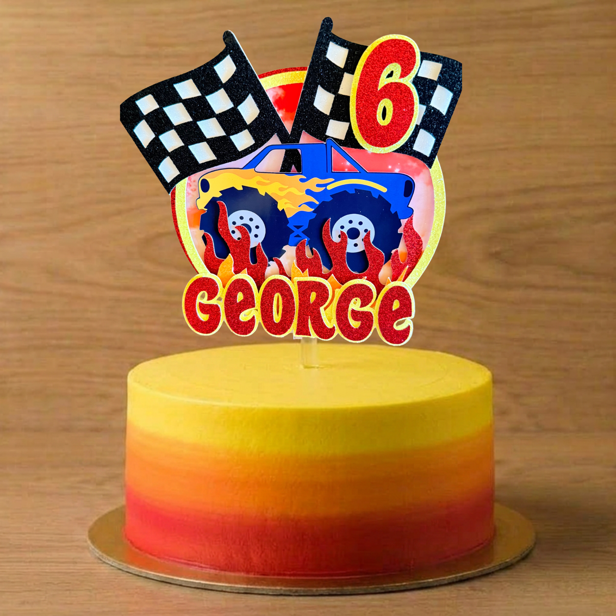 Monster Truck Cake Topper | Personalised Name & Age Birthday Decoration