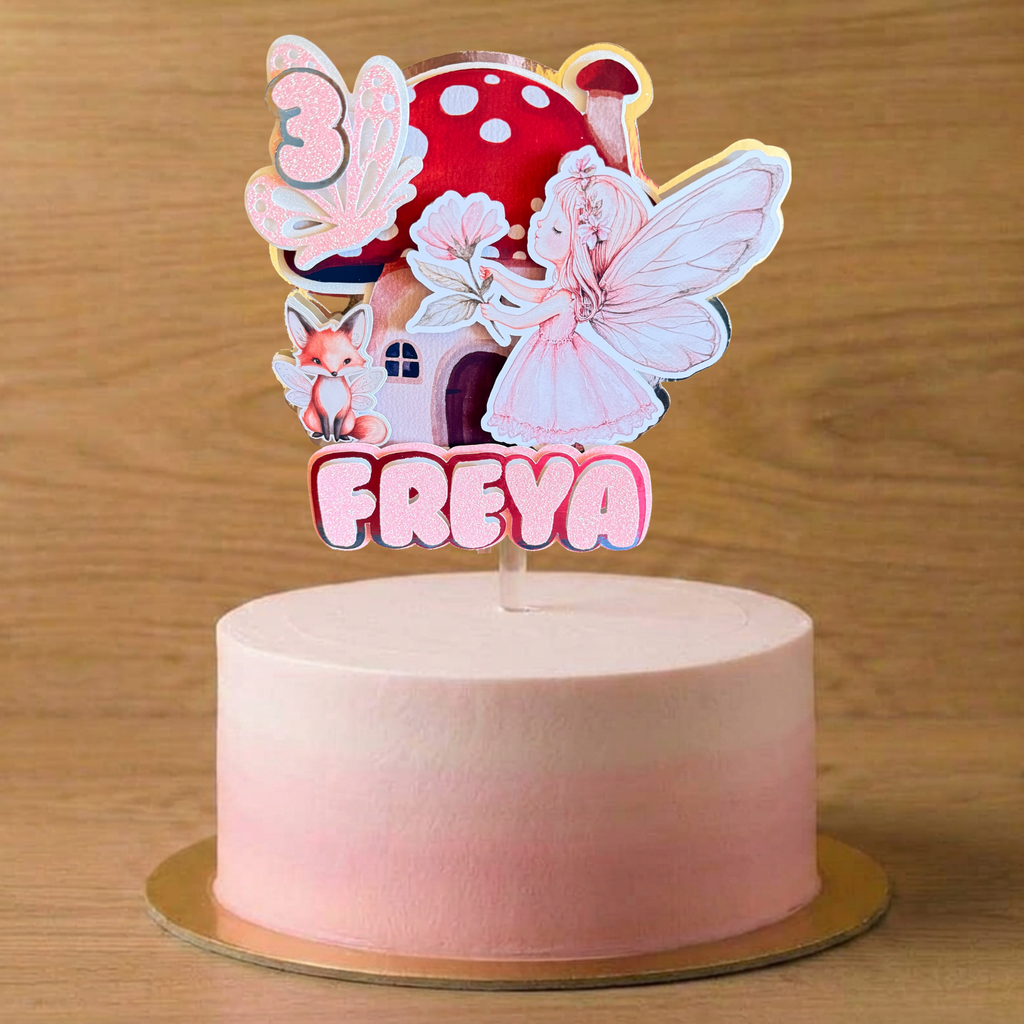 Fairy Garden Cake Topper | Personalised Name & Age Birthday Decoration
