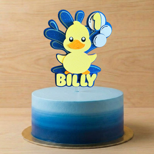 Duck Birthday Cake Topper – Personalised Name Decoration