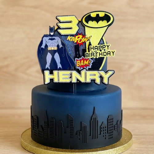 Batman Cake Topper | Custom Name & Age Birthday Decoration