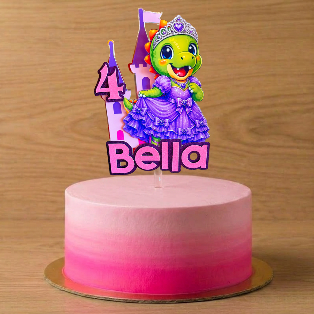 Princess Dinosaur Cake Topper | Personalised Name & Age
