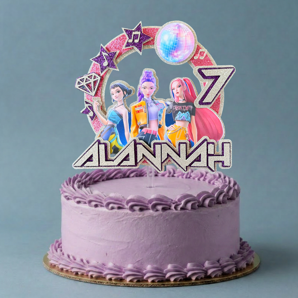 K-Pop Demon Hunters Personalised Cake Topper | Custom Name & Age Birthday Decoration