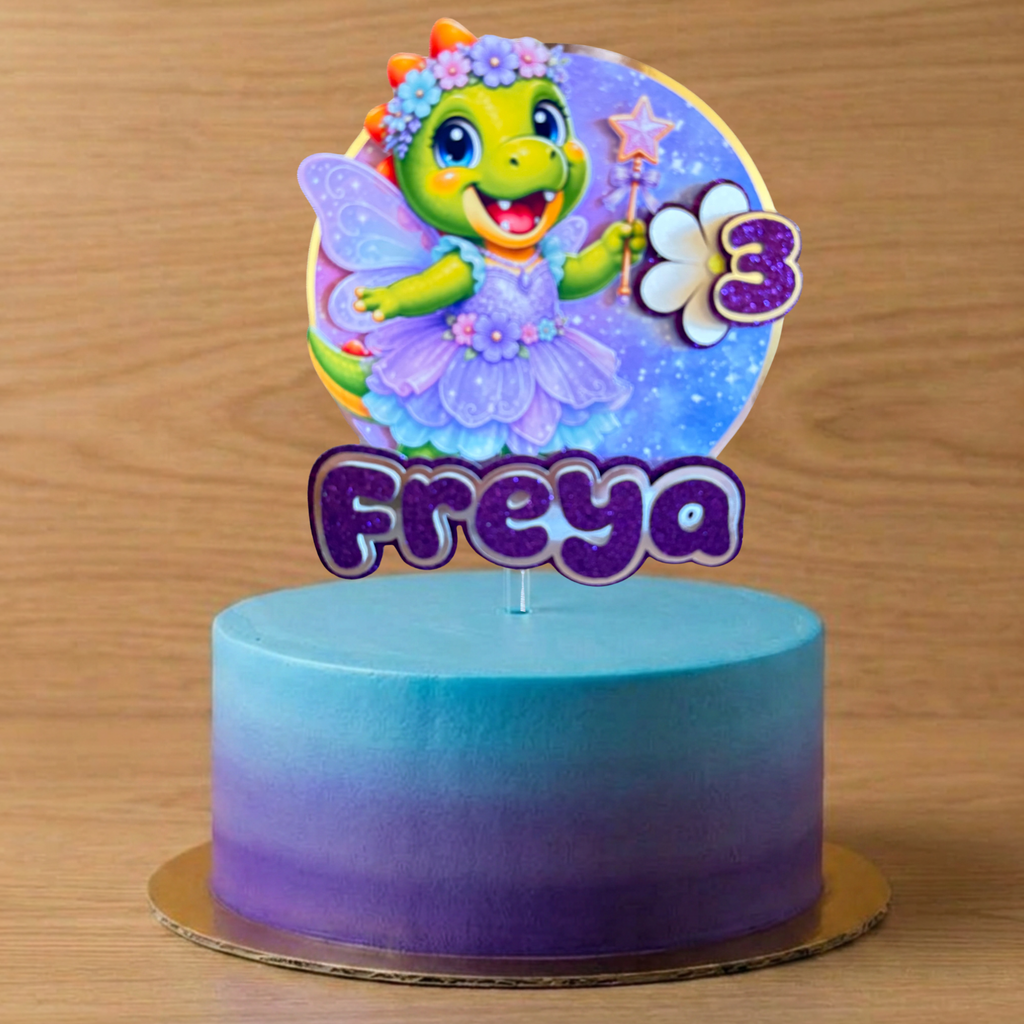 Fairy Dinosaur Cake Topper | Personalised Name & Age