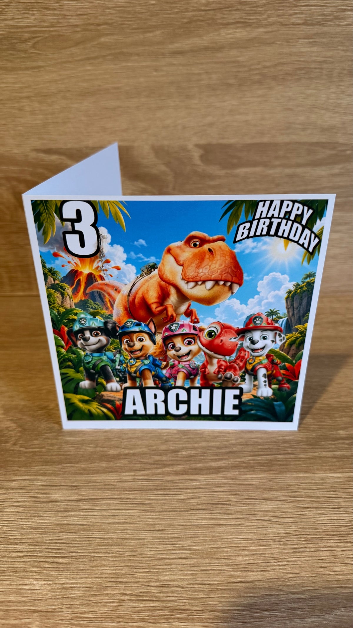 Paw Patrol Dino Movie Personalised Birthday Card – Name & Age