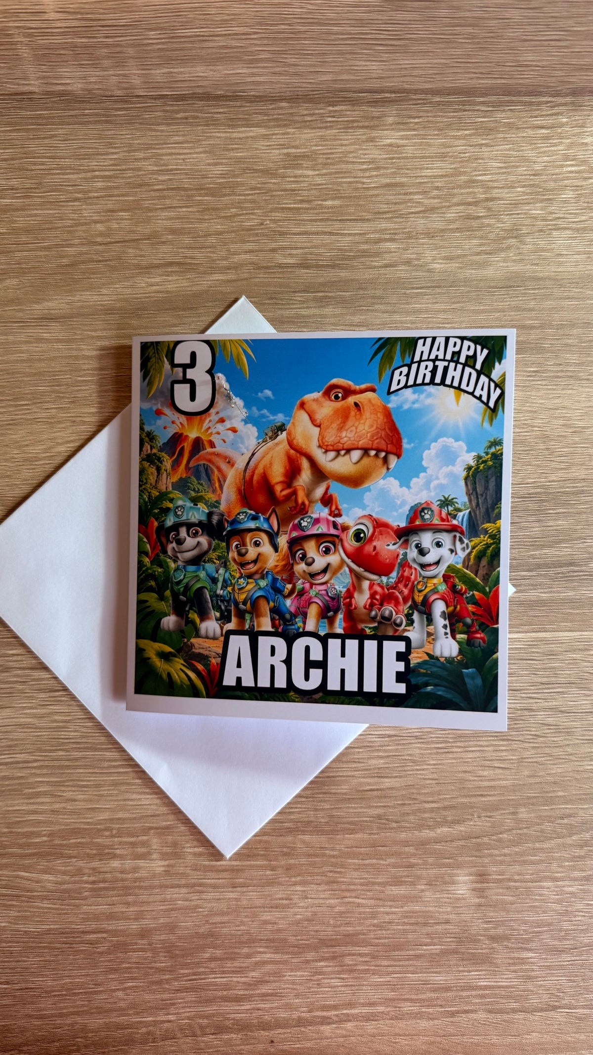 Paw Patrol Dino Movie Personalised Birthday Card – Name & Age
