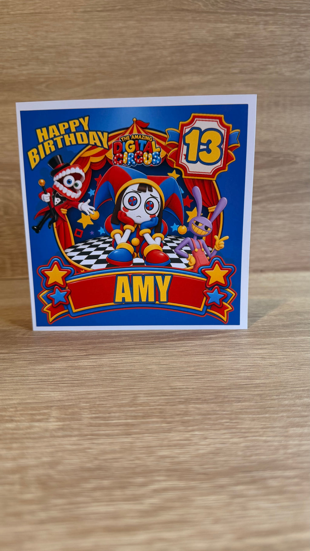 Amazing Digital Circus Personalised Birthday Card – Name & Age – 6x6