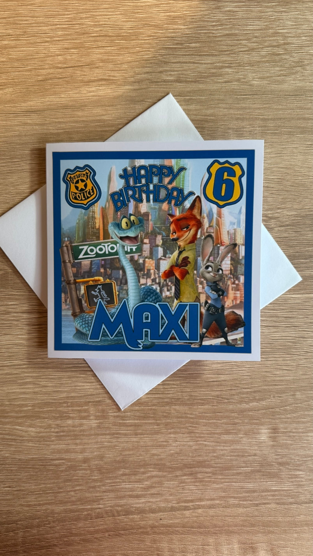 Zootopia 2 Personalised Birthday Card – Nick, Judy & Gary – 6x6