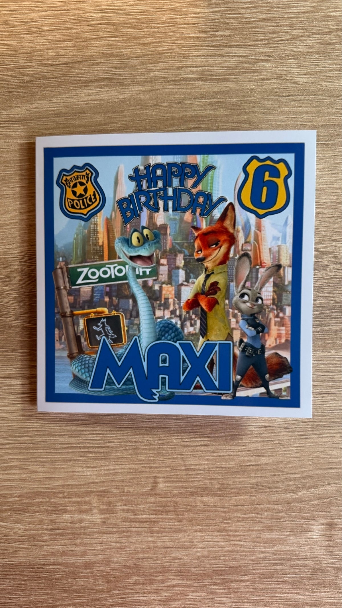 Zootopia 2 Personalised Birthday Card – Nick, Judy & Gary – 6x6