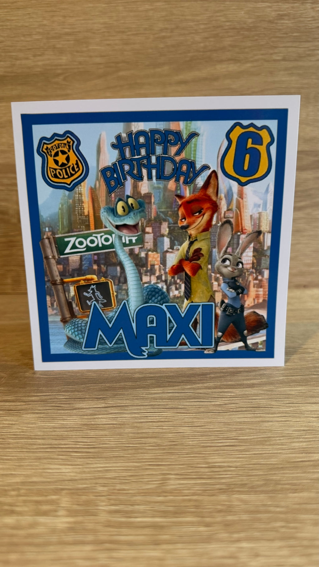 Zootopia 2 Personalised Birthday Card – Nick, Judy & Gary – 6x6