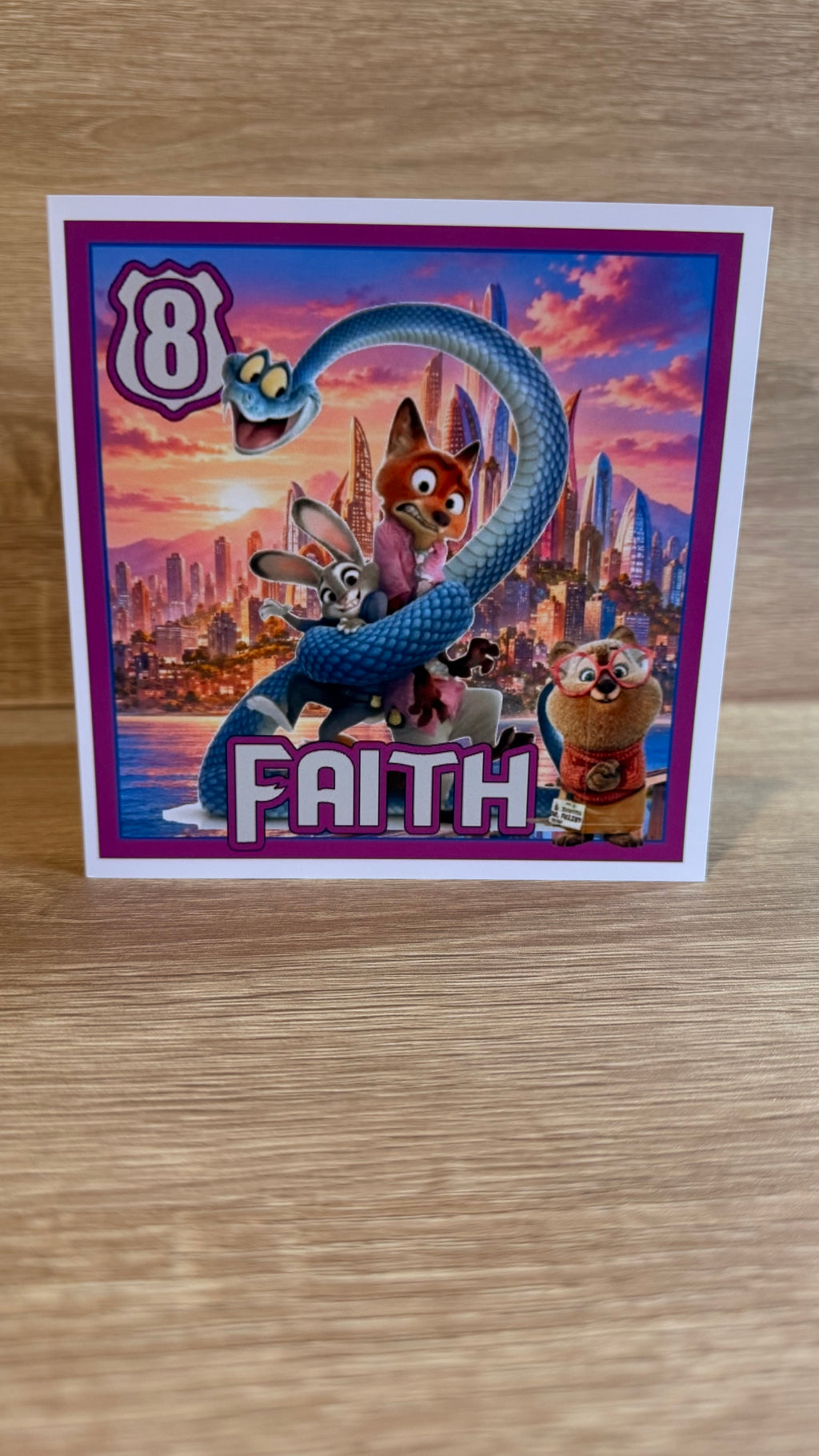 Zootopia 2 Personalised Birthday Card – Pink Sunset – Name & Age